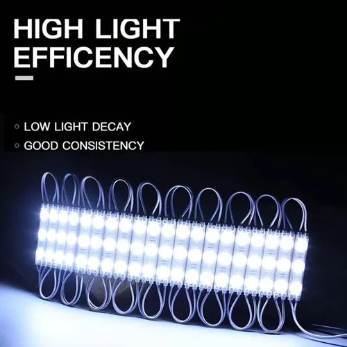 Vista 2 de Módulo LED, luces de repuesto para inflables, color blanco, 20 unidades, 9.8 pies, 3 LED, superbrillantes, 2835 SMD IP65, impermeables