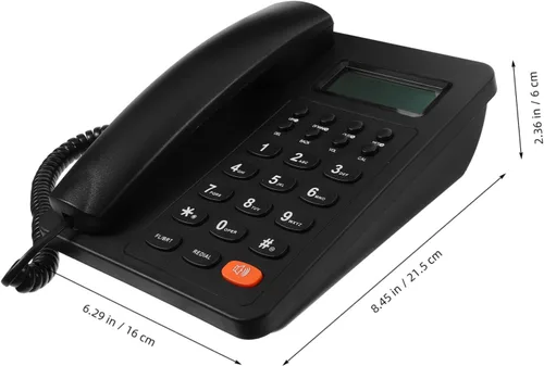 Vista 2 de Teléfono de escritorio Teléfono de oficina Botón fácil de usar Teléfono con cable reutilizable para una comunicación eficiente