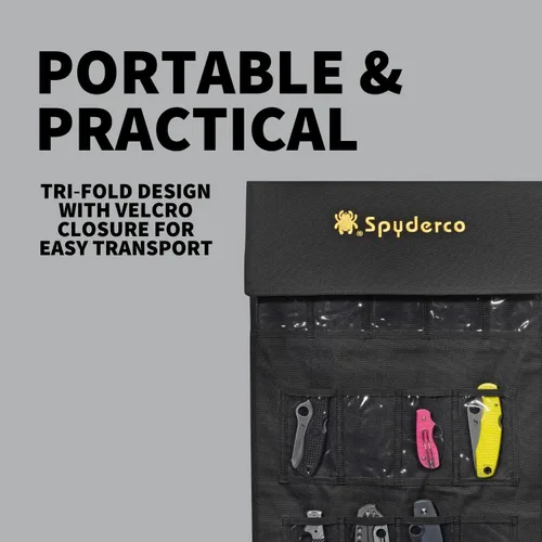 Vista 4 de Spyderco SpyderPac: incluye bolsillos profundos con diseño de poliéster resistente, ventana de plástico transparente, cierres de velcro y correa