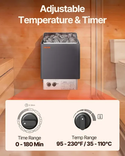 Vista 5 de VEVOR - Calefactor de sauna, estufa eléctrica de sauna de 220V, calentador de sauna para baño de vapor con temporizador de 3h y temperatura