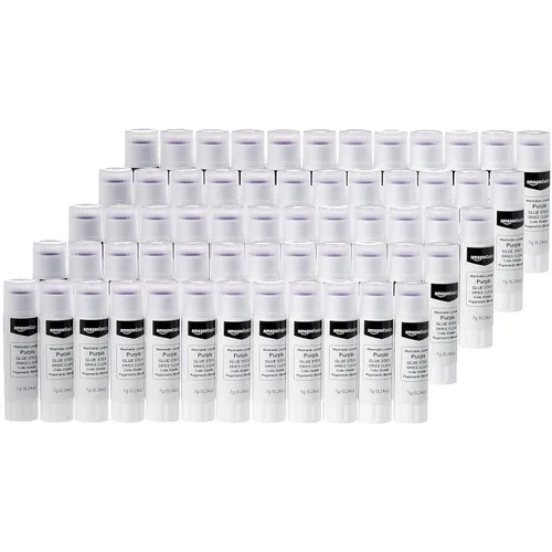 Vista 10 de Amazon Basics Pegamento escolar lavable morado, se seca transparente, barra de 0.24 onzas, paquete de 30 unidades Púrpura