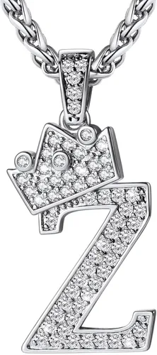 Vista 47 de U7 Crown Initial Number Necklace for Men Women A-Z Letter Pendant Chain a. Oro