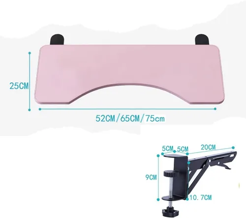 Vista 2 de Soporte para teclado de mesa, bandeja extensible de escritorio ergonómica, bandeja plegable para cajones para teclado, estante para reposabrazos