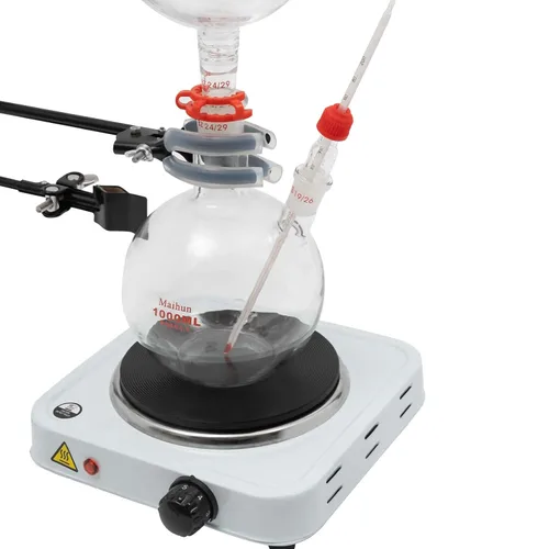 Vista 5 de Separador de aceite esencial de 110 V 1000 W, kit de cristalería de laboratorio, aparato de destilación de aceite de vapor de encimera, purificador