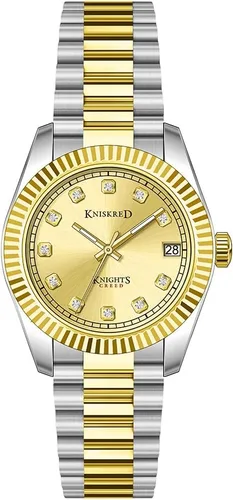 Vista 8 de Classic Dress Watch for Women Crystal Accented Dial Gold White