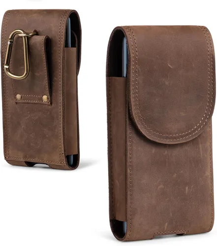 Vista 7 de Funda de cuero genuino para iPhone 17 Pro Max 16 Pro Max 15 Plus 14 Pro Max Samsung Galaxy Note 9 8 S24 Ultra S25 Edge Funda con clip para cinturón