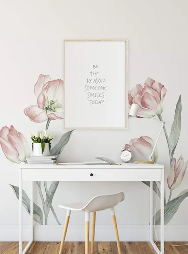 Vista 2 de Garden Tulips - Vinilo adhesivo para pared, despegar y pegar (rubor)