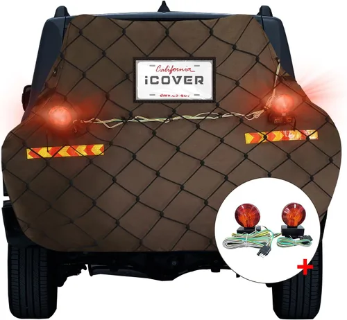 Vista 8 de iCOVER - Funda para bicicleta para transporte con luz magnética de remolque y bolsillo para matrícula, 800D resistente al agua, antidesgarros