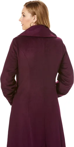 Vista 5 de Jessica London Abrigo largo de mezcla de lana con cuello de piel sintética para mujer Multi