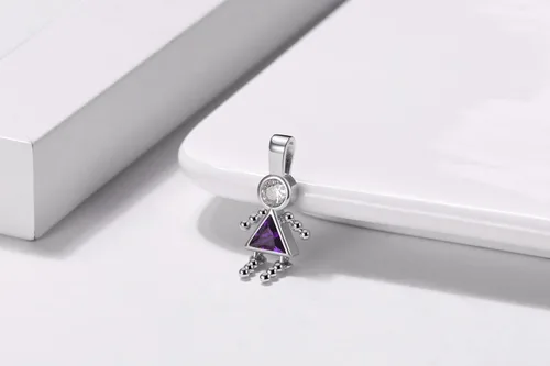 Vista 2 de Birthstone Baby Pendants for Mom or Grandma by Ginger Lyne, Kids Birthday Boy or Girl Cubic Zirconia Sterling Silver Charms to Create a Family Tree