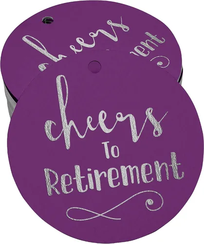 Vista 10 de Etiquetas de papel para colgar con texto en inglés "Cheers to Retirement Wall" (50 unidades)