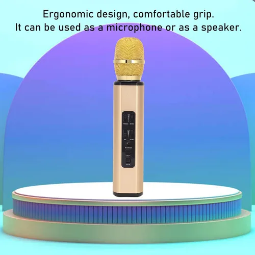 Vista 3 de Micrófono Bluetooth para karaoke, micrófono de mano K6, micrófono portátil con cancelación de ruido, máquina de altavoz para adultos y niños
