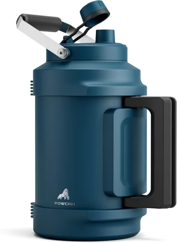 Vista 18 de POWCAN Botella de agua aislada de 64 onzas, tapa de boquilla de popote 2 en 1, mango doble, a prueba de fugas, mantiene el frío 48 horas, botella