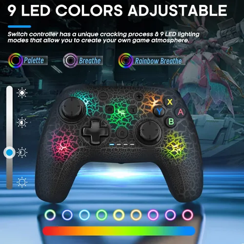 Vista 2 de Controlador de interruptor, controlador inalámbrico Pro para Nintendo SwitchSwitch OLEDSwitch Lite, controlador de interruptor inalámbrico LED