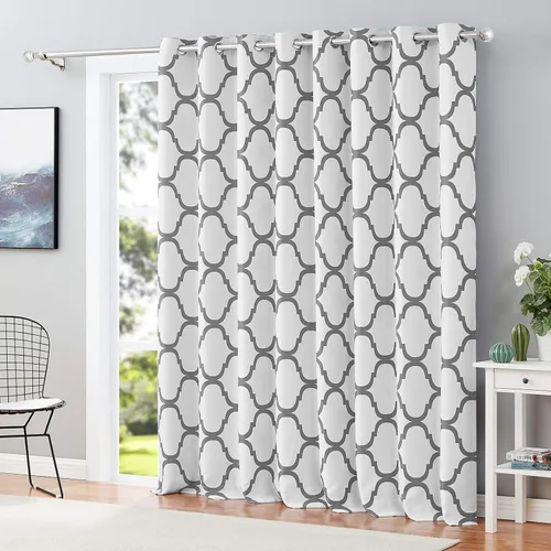 Vista 61 de Melodieux - Cortina opaca con aislamiento térmico y ojales, de estilo marroquí, 100 x 84 pulgadas, color gris (1 panel)