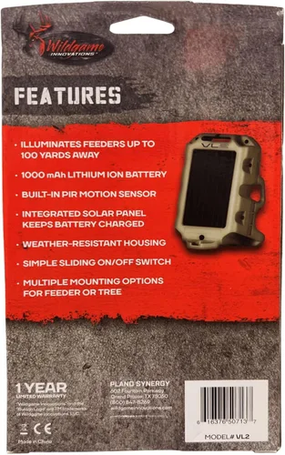 Vista 5 de WILDGAME INNOVATIONS Luz para Comedero Moonshine Luz Verde Resistente a la Intemperie Activada por Movimiento con Panel Solar Integrado para Caza
