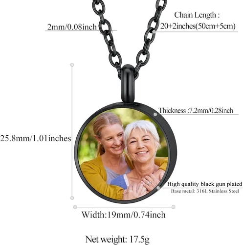 Vista 127 de FindChic Collares personalizados con urna para cenizas, barra vertical, gato, luna, reloj de arena, garra de perro, acero inoxidable, chapado en oro