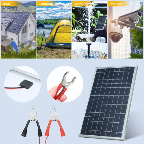 Vista 7 de Lixada - Panel solar, 30 W, kit de panel solar portátil, IP65 impermeable con clip de cocodrilo, panel solar de células solares para el hogar