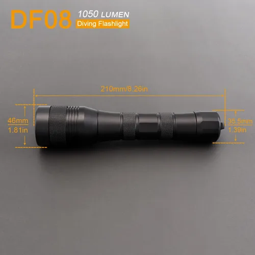 Vista 11 de linterna de buceo LED XM-L2 de 1000 lúmenes impermeable hasta 150 m, lámpara LED para bucear 150m(492Ft) Submersible Light with 9° Narrow Beam