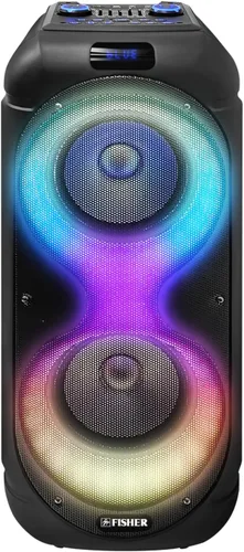Vista 11 de Fisher Altavoces Bluetooth portátiles, altavoces estéreo, sistema inalámbrico Bluetooth, triángulo cuádruple de 6.5 pulgadas, doble potencia máxima