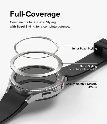 Vista 7 de Ringke Estilo de bisel interior compatible con Samsung Galaxy Watch 4 Classic 1.654 pulgadas, acero inoxidable antiarañazos anillo interior bisel