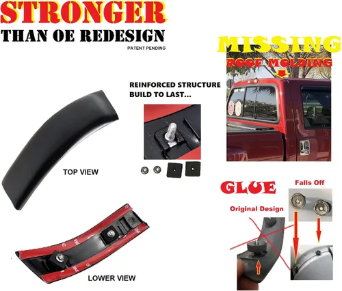 Vista 2 de ADVANCE IGNITION Moldura de techo mejorada Compatible con Ford F-250 F-350 F-450 F-550 Super Duty (cabina regular y cabina tripulación) 99-07