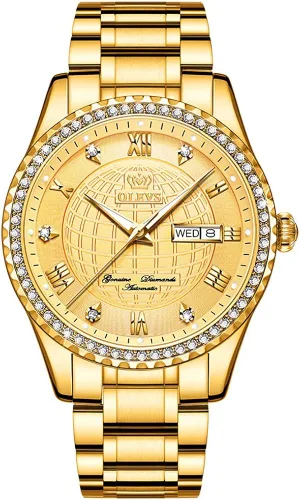 Vista 7 de OLEVS Relojes para hombre, de cuerda automática, de lujo, para negocios, mecánicos, automáticos, de acero inoxidable, impermeable, luminoso