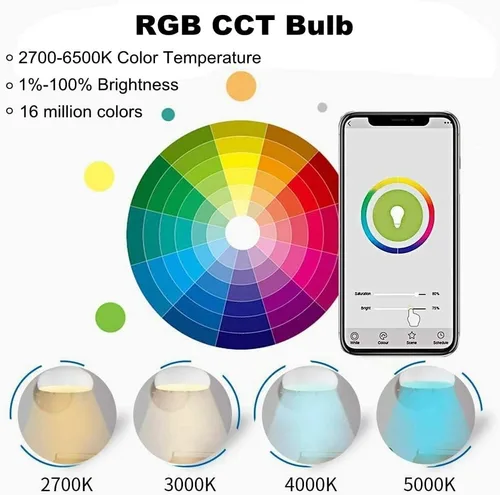 Vista 4 de Bombilla inteligente KL110, WiFi LED Magic Home Smart Bulb APP funciona con Alexa y Google Assistant, E26 A19 regulable, 2.4 GHz, no requiere
