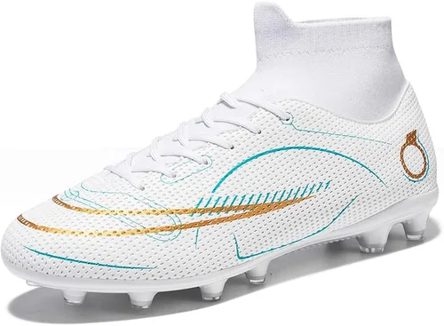 Vista 2 de JIEBUNIAO Zapatos deportivos de fútbol para hombre, botas altas con picos para exterioresinteriores, para niños y niñas, tenis de entrenamiento