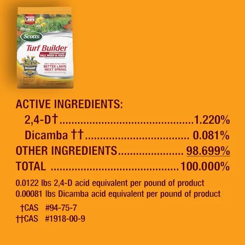 Vista 2 de Scotts Turf Builder WinterGuard Fall Weed & Feed5, Weed Killer Plus Fertilizante de otoño, 4,000 pies cuadrados, 11.28 libras. Weed Killer Plus