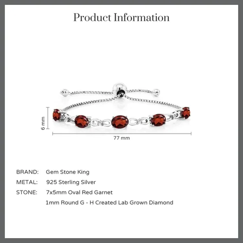 Vista 13 de Gem Stone King Pulsera de tenis de diamantes cultivados en laboratorio con piedra natal de 3-6 quilates para mujer, plata de ley 925, ovalada