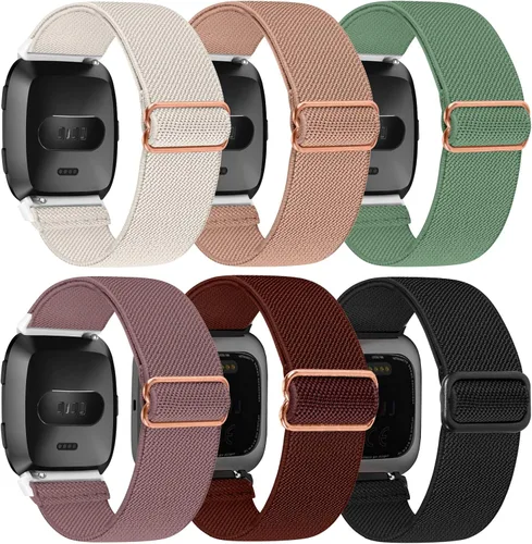 Vista 9 de Paquete de 6 correas elásticas ajustables para reloj compatibles con Fitbit Versa/Fitbit Versa Lite/Fitbit Versa 2 para mujeres y hombres, correa