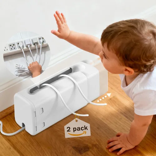 Vista 7 de Babylush - Caja de cubierta para regleta de alimentación a prueba de bebés, 1 paquete Adjustable Length,Baby Proof Cords,Baby Proof Surge