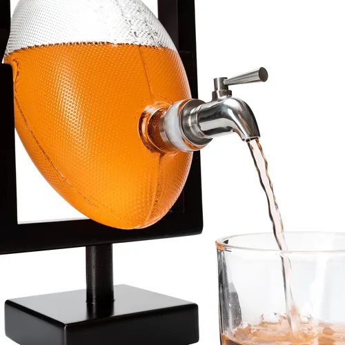 Vista 3 de Regalos de fútbol para hombres, papá, decantador de whisky con soporte vertical para portería de campo, juego de decantadores y vasos para fiesta