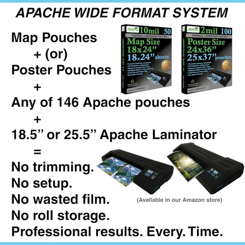 Vista 5 de Apache Bolsas de laminación tamaño póster, 2 mil, paquete de 10, capacidad para proyectos de 24 x 36 pulgadas (tamaño de bolsa de 25 x 37 pulgadas)