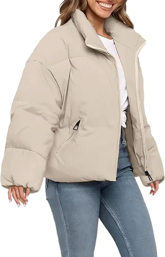 Vista 4 de Polu Women's Puffer Jackets Oversized Long Sleeve Winter Zipper Coat Warm Quilted Jackets with Pockets