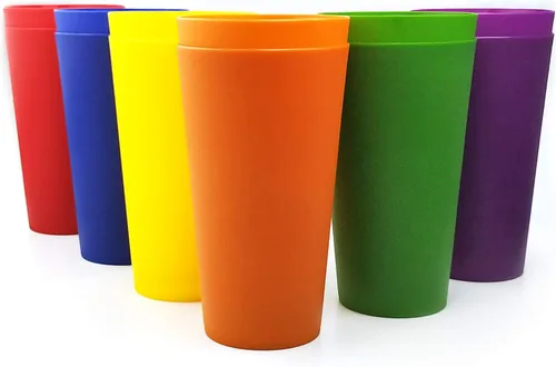 Vista 6 de KX-WARE Vasos de plástico de 32 onzas, vasos grandes para beber, juego de 6, color negro