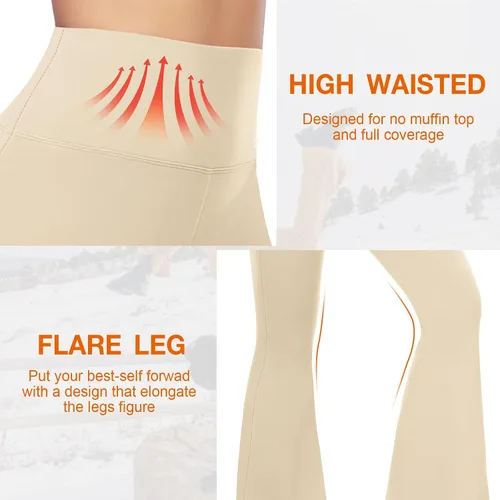 Vista 5 de Pantalones de yoga con corte de bota para mujer, leggings acampanados para mujer, cintura alta, cruzado, entrenamiento, salón, parte inferior