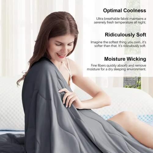 Vista 8 de EASELAND Edredón refrescante individual, tela de tacto frío que absorbe el calor corporal, diseño fresco de doble cara, manta refrescante suave