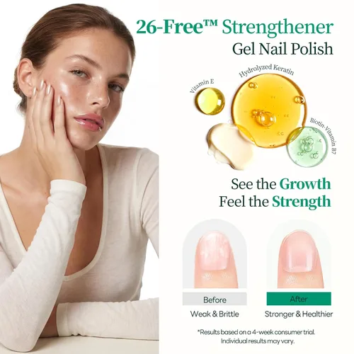 Vista 3 de APUREE Juego de esmaltes de uñas de gel fortalecedores: 64% de base biológica certificado por USDA, esmalte de gel Sheer Pink Nudes Fortalecedor