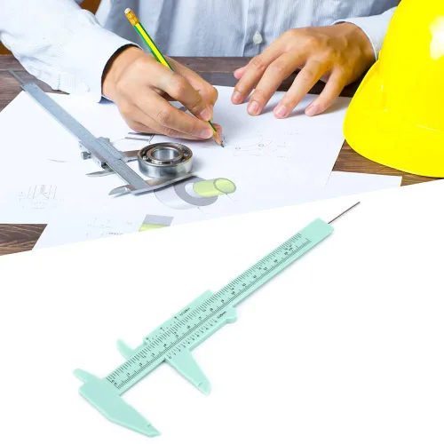 Vista 7 de Pinza Vernier de 6 pulgadas con doble regla, pinza Vernier de plástico de 0.002 in de precisión para medición de joyas (verde)