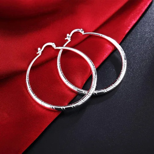 Vista 3 de Saengthong - aretes de aro de plata fina 925, para mujer, joyería de boda, NA, Saengthong