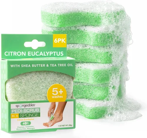 Vista 20 de Spongeables Pedi Scrub Foot Exfoliating 20+ Wash Sponge, aceite de argán, 2