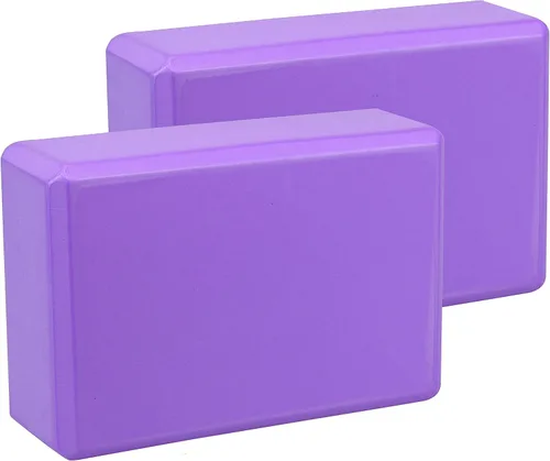Vista 16 de EXERZ Bloques de yoga, paquete de 2, bloques de gimnasio, ladrillos de entrenamiento de fitness, soporte de mano elástico para pilates antideslizante