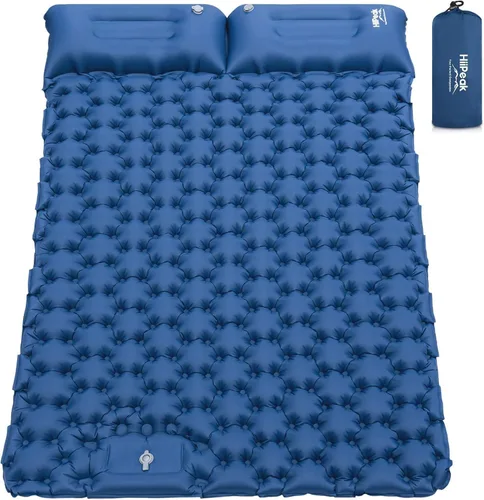 Vista 14 de HiiPeak Colchoneta doble para acampar – Colchón de gamuza superior de camping con almohada, bomba de pie integrada, alfombrilla portátil inflable