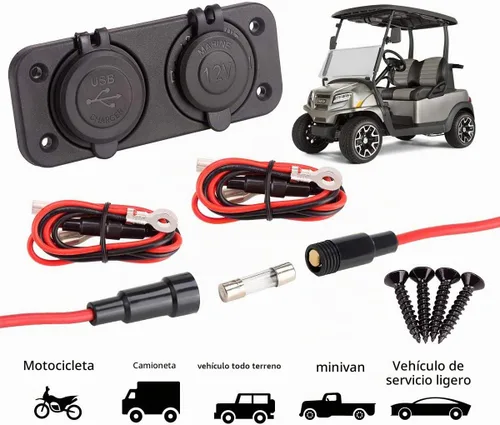 Vista 8 de 10L0L Carrito de golf encendedor de cigarrillos salida y carga rápida 3.0 DC 12V entrada impermeable cargador USB adaptador de enchufe