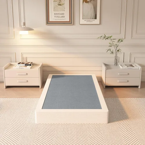 Vista 10 de YORMDMO Somier de 3 pulgadas, resortes de caja tamaño Queen con cubierta de tela, bases de metal resistente de bajo perfil, fácil montaje, capacidad