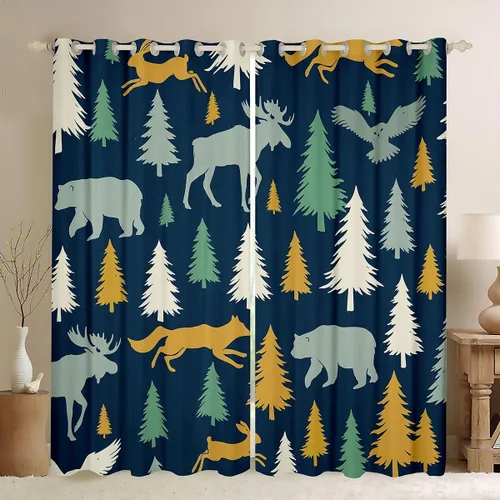 Vista 24 de Cortinas Opacas con Estampado de Piel de Vaca 30%-50% Cortinas Oscurecedoras de Piel de Animal de Granja Occidental para Dormitorio Sala de Estar