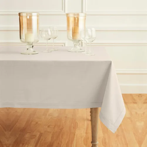 Vista 16 de Solino Home Mantel de lino de algodón, dobladillo blanco, 52 x 52 pulgadas