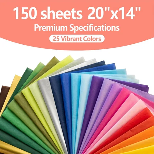 Vista 2 de Bobobag 150 hojas de papel de seda de colores, papel de seda de Navidad de 20 x 14 pulgadas para bolsas de regalo, dorado plateado rojo verde